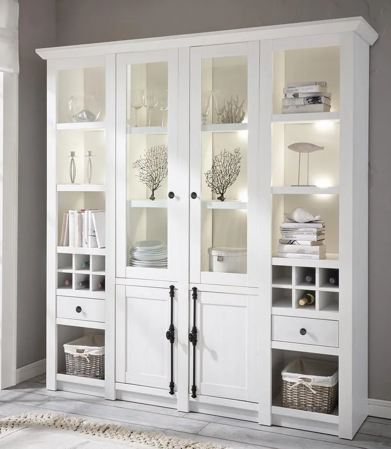 Home affaire Vitrine California (4-St) Breite ca. 194 cm, Weiß, – Produktbild 3 von 5