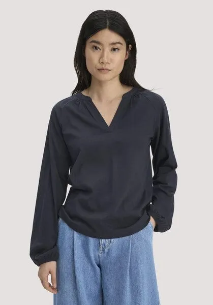 hessnatur hessnatur Jersey-Bluse Relaxed aus reiner Bio-Baumwolle, Marine, – Produktbild 1 von 4