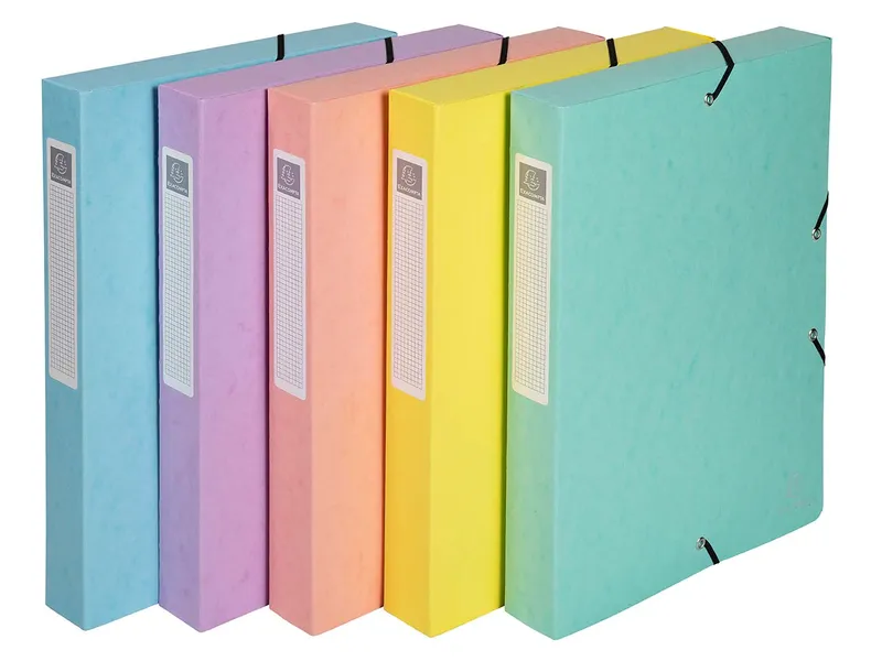 Exacompta 8 Exacompta Archivboxen "Aquarel", 600 g/m², DIN A4, Gummizug, RB 40 mm, sortiert – Produktbild 1 von 1