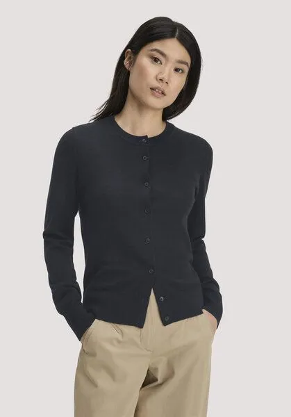 hessnatur hessnatur Strickjacke Regular aus reiner Bio-Merinowolle, Schwarz, – Produktbild 1 von 4