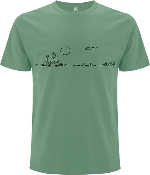 Spreecult Spreecult LineArt Outdoor Bus - Bio und Fair - Männer Unisex T-Shirt - Wald Natur Minimalistisch, Sage green, – Produktbild 2 von 2