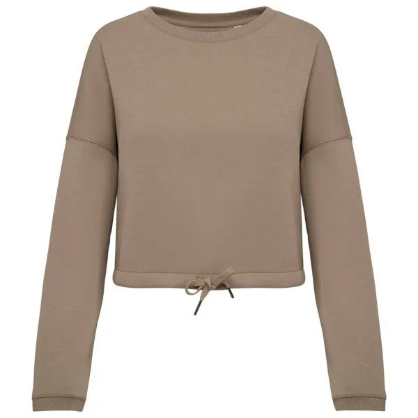 Greenspired Greenspired Umweltfreundliches cropped Oversize Damen Sweatshirt mit Rundhalsausschnitt 280g/m² XS- XL, Sand, – Produktbild 1 von 3