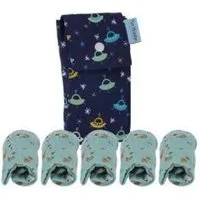 NoWaste Wrapping NoWaste Wrapping NoWaste Stofftaschentücher Taschentücher aus Stoff 5er SET inkl. Tasche, Weltall, – Produktbild 1 von 1