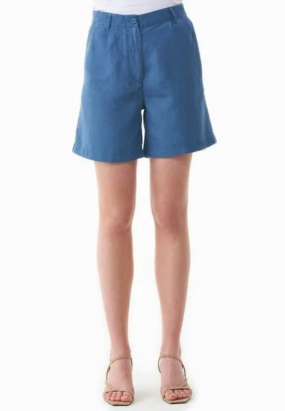 ORGANICATION ORGANICATION Shorts aus TENCEL Lyocell und Leinen, Blau(light navy), – Produktbild 2 von 4