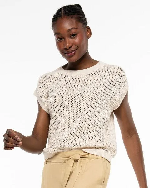 Alma & Lovis Alma & Lovis Pullunder im lockeren Strick aus Organic Cotton | Lace Knit Shirt, Cream (natur), – Produktbild 4 von 4
