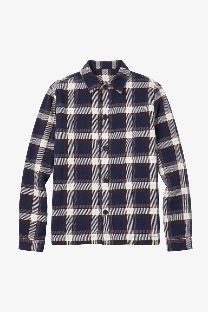 KnowledgeCotton Apparel KnowledgeCotton Apparel Herren vegan Overshirt Flannel Check Navy, Blau, – Produktbild 1 von 2
