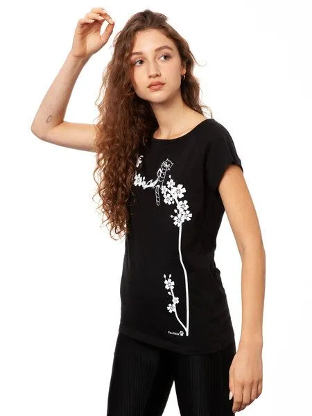 FellHerz FellHerz Damen T-Shirt Catlove Bio & Fair & Handbedruckt, Schwarz, – Produktbild 4 von 6