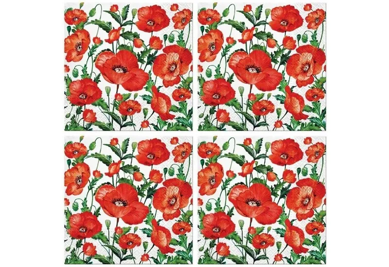PAW Sp. z o.o. Papierserviette 20 Stück ca 33x33 cm - Mohnblumen, Blumen, Flanders Poppy, Mohnblumen, Blumen, Garten, Wiese, Natur, Tishdeko, Bunt, – Produktbild 1 von 2