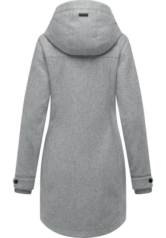 ragwear ragwear Wollmantel Janesha Coat Mantel in Wolloptik mit Kapuze, Grau, – Produktbild 2 von 3