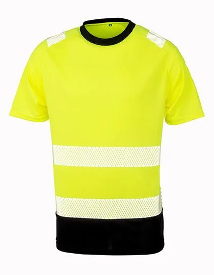 Result Genuine Recycled Result Genuine Recycled Safety Workwear HiViz Sicherheits T-Shirt Berufsbekleidung Atmungsaktiv Reflektierend, Fluorescent gelb/schwarz, – Produktbild 2 von 3