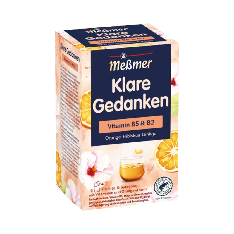 Meßmer Meßmer Klare Gedanken OrangeHibiskusGinkgo, FrüchteKräutertee, Teebeutel im Kuvert, 2. Entnahmefach/displaytauglich, 36g – Produktbild 1 von 1