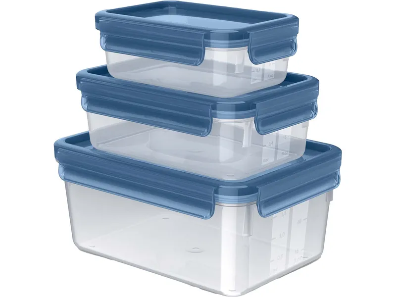 EMSA EMSA 3er-Set Frischhaltedose "Clip & Close", 0,55/1/2,2 l, transparent/blau – Produktbild 1 von 1
