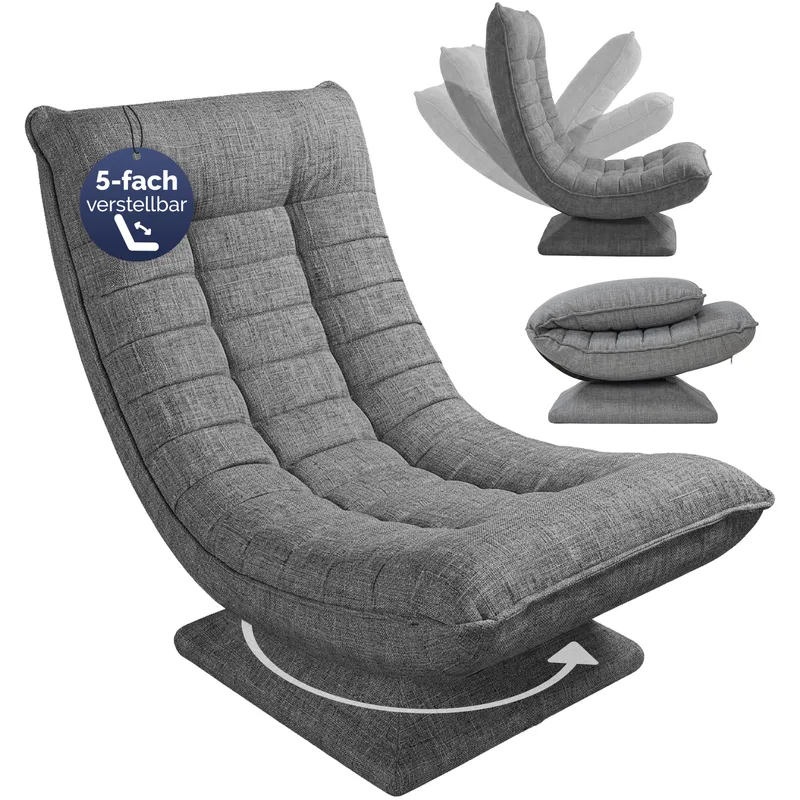Casaria® Sessel Aberdeen Grau Stoff 5fach verstellbar 360 Grad drehbar klappbar – Produktbild 1 von 2