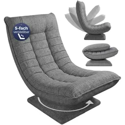 Casaria® Sessel Aberdeen Grau Stoff 5fach verstellbar 360 Grad drehbar klappbar – Produktbild 1 von 1