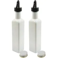 mikken mikken 2er Set Ölflasche / Essigflasche 250 ml (schwarz/weiß beschichtet) mit Ausgießer Glasflaschen matt schwarz / glänzend weiss mit Dosierer + Schraubdeckel + 2 Etiketten – Produktbild 1 von 1