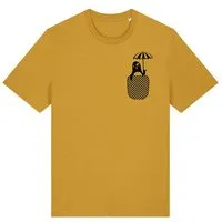 päfjes päfjes Pinguin Paul in Brusttasche mit Schirm - Fair Wear Männer Bio T-Shirt, Gelb, – Produktbild 1 von 1