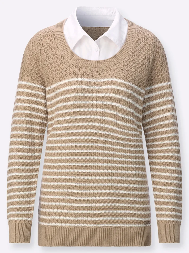 Witt 2-in-1-Pullover, Beige-ecru-gemustert, – Produktbild 1 von 2