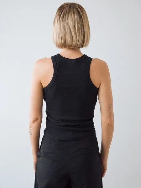 Honest Basics Honest Basics Damen Geripptes Racer-Top aus Bio- und recycelter Baumwolle, Schwarz, – Produktbild 4 von 4