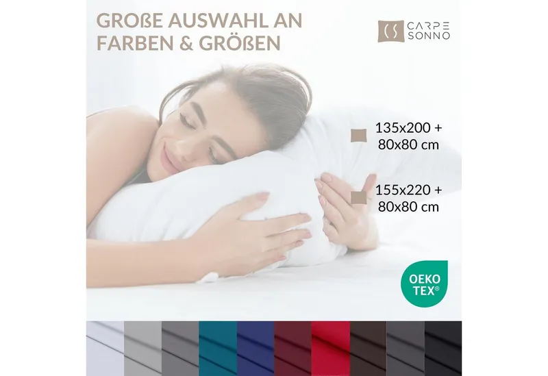 Carpe Sonno Bettwäsche Leichte Renforce Bettwäsche 135x200 155x220 Baumwolle Einfarbig Uni, Renforcé, 2 teilig, Uni Bettbezug 135x200 Bordeaux - Extra Leicht & Oeko-Tex, Rot, – Produktbild 4 von 4