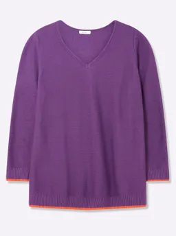 sheego V-Ausschnitt-Pullover lila-orange – Produktbild 1 von 1