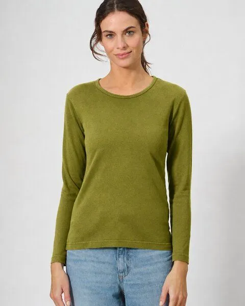 HempAge HempAge Langarmshirt Basic Hanf/Biobaumwolle, Pasture (grün), – Produktbild 2 von 2