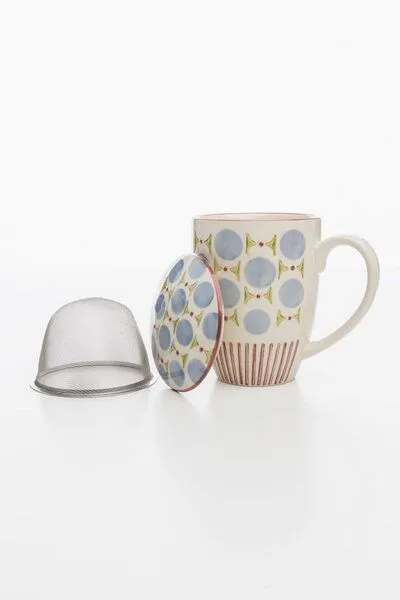 Tranquillo Tranquillo Tasse mit Teesieb RETROFLORIA, Blau, – Produktbild 3 von 5