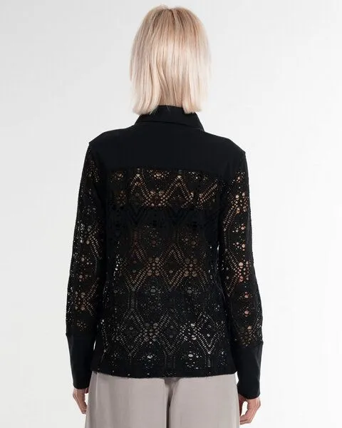 Alma & Lovis Alma & Lovis Edle Spitzenbluse aus Bio-Baumwolle mit Elasthan | Lace Blouse, Raven (schwarz), – Produktbild 4 von 4