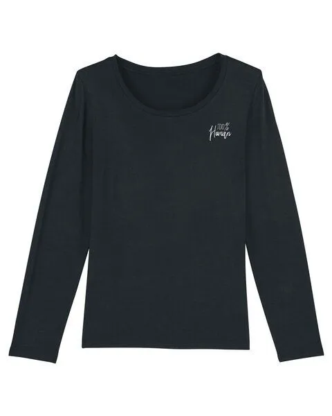 Human Family Human Family Bio Damen Longsleeve Shirt - Joker "100% Human" in 3 Farben, Schwarz, – Produktbild 1 von 4