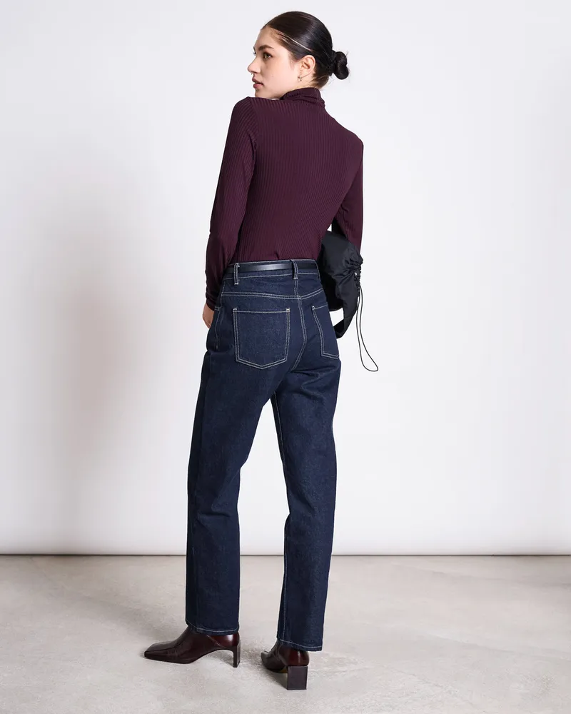 JAN N JUNE JAN 'N JUNE Damen vegan Rollkragenpullover Mio Cherry Lacquer, Dunkelrot, – Produktbild 1 von 2