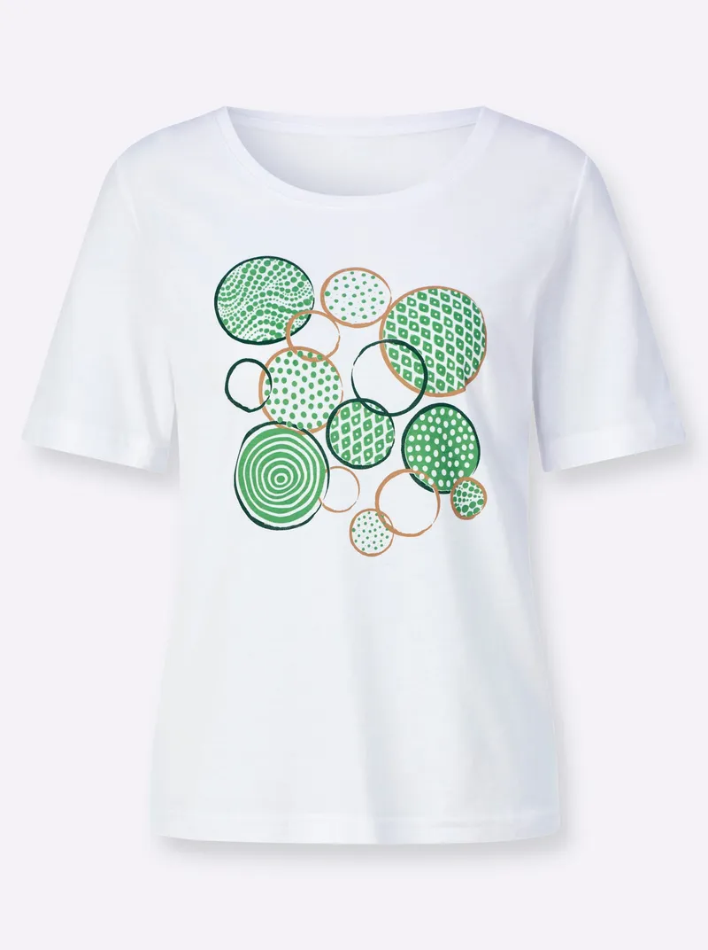 Witt Kurzarmshirt weiß-apfel-bedruckt, Weiß-apfel-bedruckt, – Produktbild 1 von 2