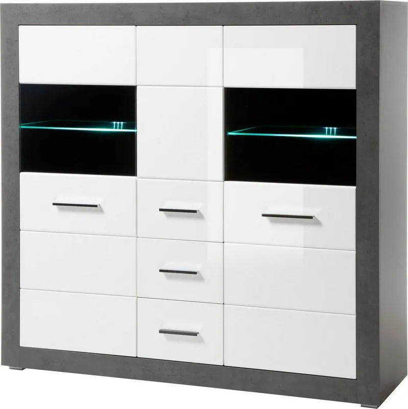 Home affaire Highboard Etero, Breite 149 cm, Grau, – Produktbild 2 von 5