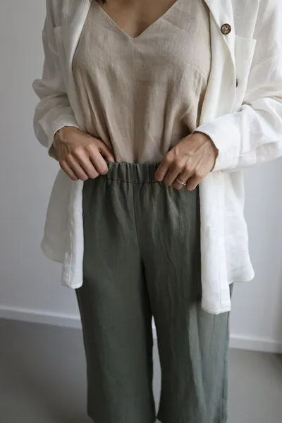 gust. gust. Damen Weite Leinenhosen - Culotte - Linen trousers - 100% Bio-Leinen, Pine (grün), – Produktbild 3 von 3