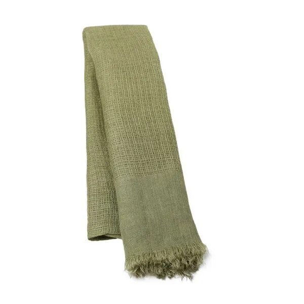 HeritageModa HeritageModa Handgefertigter Unisex-Leinenschal, Khaki grün, – Produktbild 1 von 4