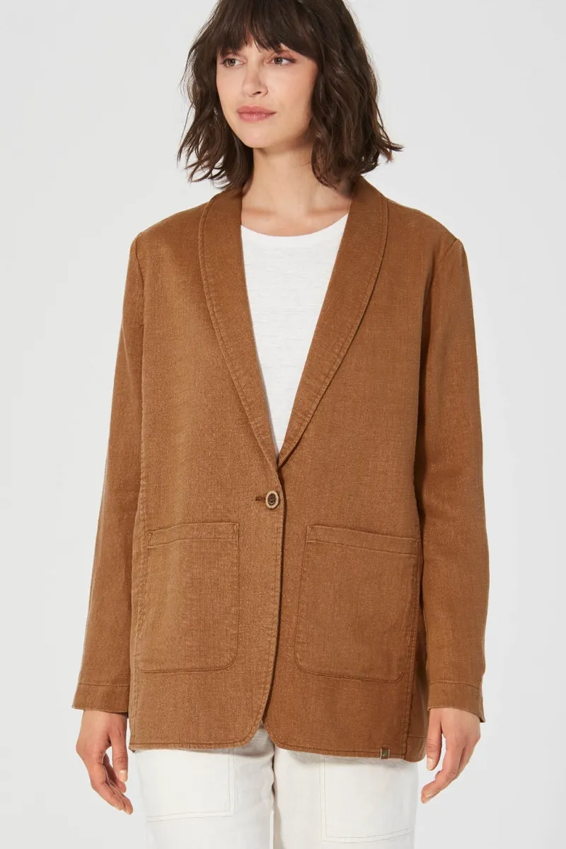 HempAge Hempage Damen vegan Oversized Blazer In Mandelform, Braun, – Produktbild 2 von 2