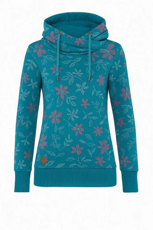 ragwear ragwear Sweatshirt NESKA FLOWERS O mit asymetrischem Schalkragen, Grün, – Produktbild 4 von 5