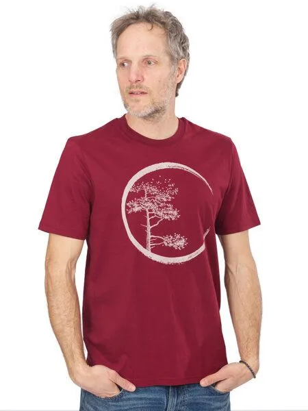 Life-Tree Life-Tree Organic Fairwear Shirt Men "Circle", Burgund, – Produktbild 2 von 4