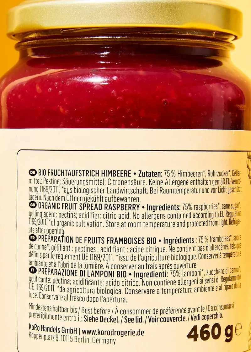 KoRo Bio Fruchtaufstrich Himbeere 460 g – Produktbild 3 von 5