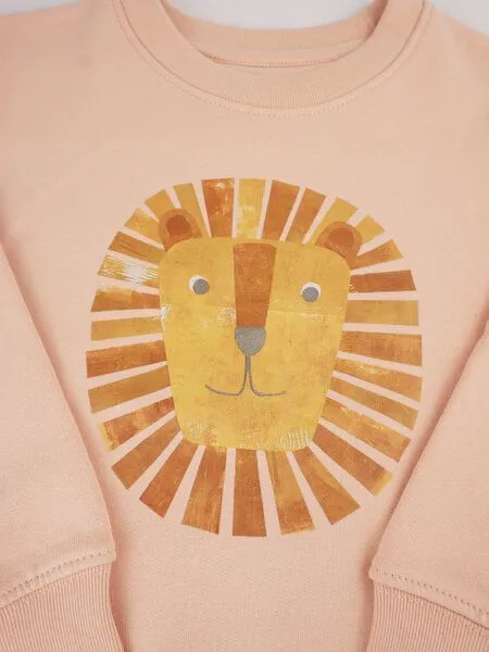 MelaDi Meladi Kinder Sweater aus Biobaumwolle - Löwe auf Creme Latte, Natural white, – Produktbild 6 von 8
