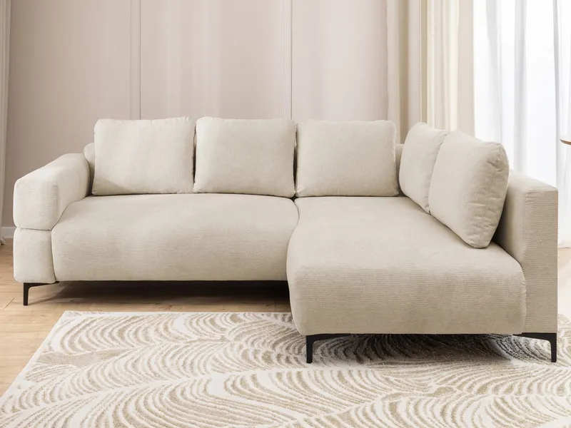 S-Style Möbel Ecksofa Cardea in Bubble-Optik aus weichem Strukturstoff mit hohem Sitzkomfort, mit Wellenfederung, Beige, – Produktbild 2 von 5