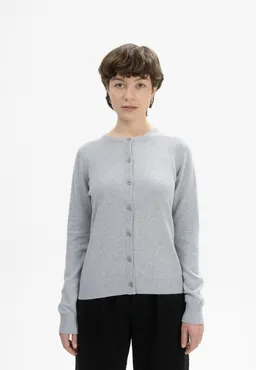 MELA MELA Cardigan Feinstrick Cardigan Style NAMEEN Breite gerippte Struktur an Kragen und Knopfleiste – Produktbild 1 von 1