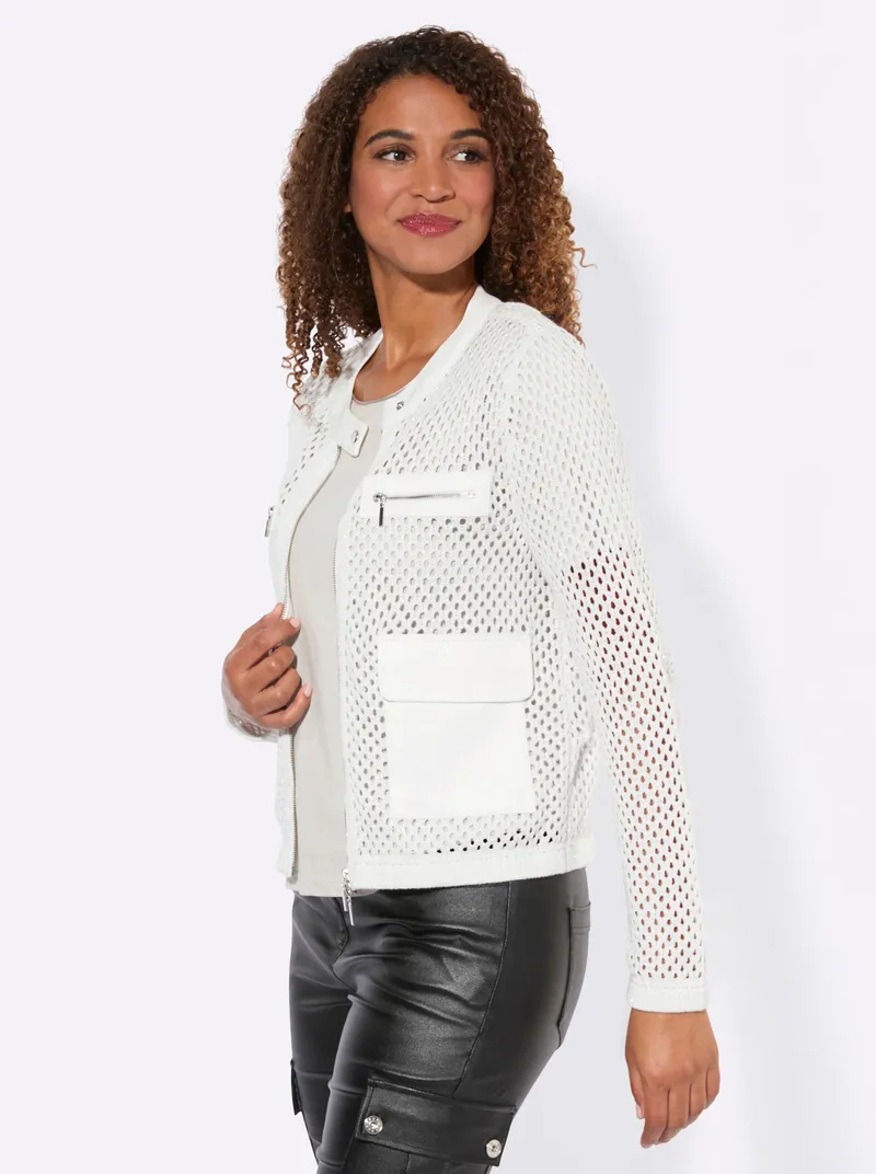 Witt Ajourstrickjacke, Weiß, – Produktbild 2 von 2