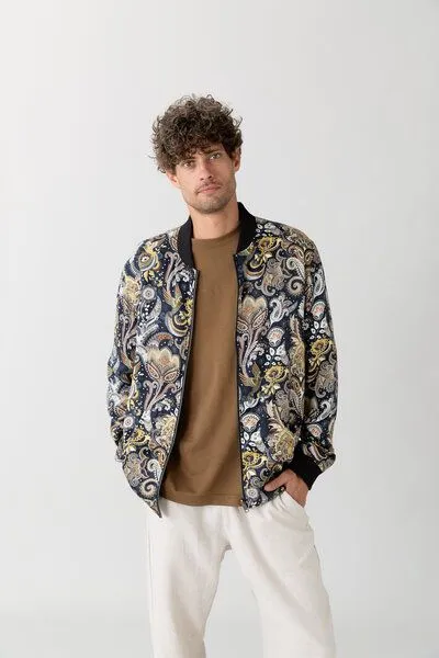 Yahmo Yahmo Cupro/Tencel Laslo Wendejacke, Bird/navy (blau), – Produktbild 1 von 4
