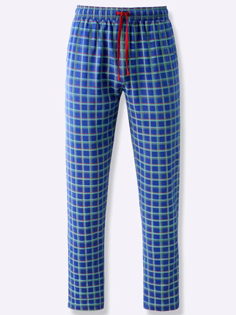 wäschepur men Hose lang royalblau-kirsche-kariert, Royalblau-kirsche-kariert, – Produktbild 1 von 3