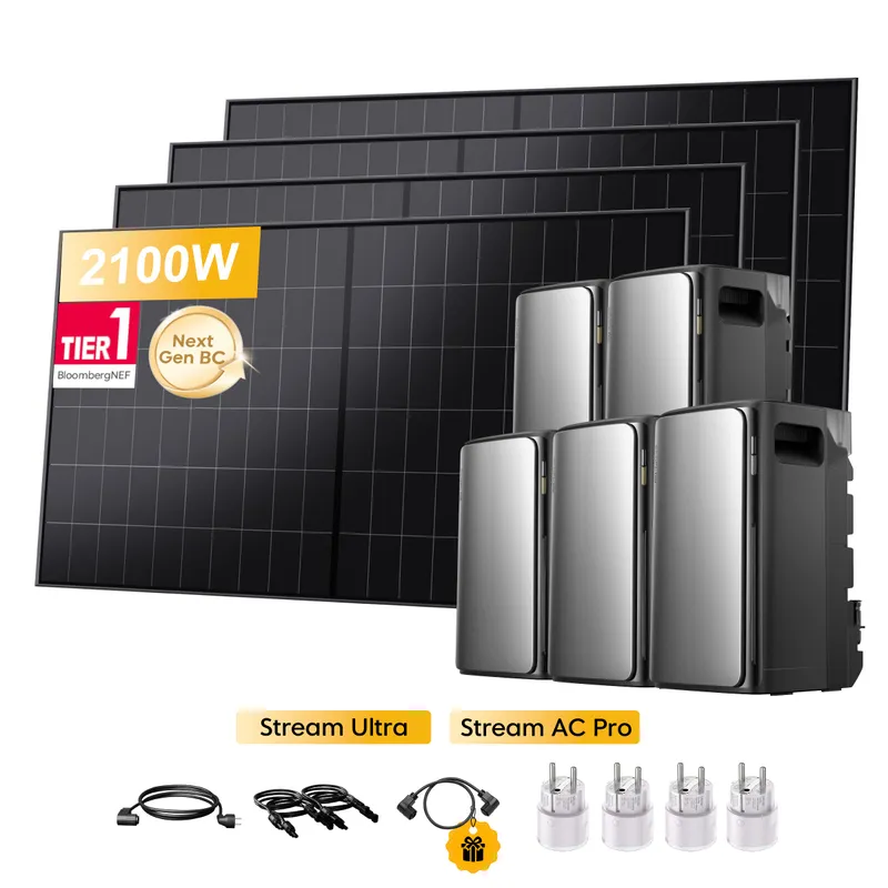 EcoFlow EcoFlow Stream Ultra, All-in-One Speicher für Balkonkraftwerke, mit 4 x 480Wp Sunpro BC Bifazial Full Black Solarmodul, by Powerness - Stream Ultra + 4 x Stream AC Pro | 9600Wh / 4 x Smart Plug / Selbstabholung – Produktbild 2 von 2
