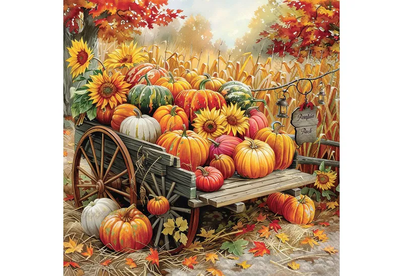 Ambiente Luxury Paper Products Papierserviette, Servietten Papier 33x33cm 3-lagig mit Kürbisernte Herbstmotiv 20 Stück, Orange, – Produktbild 1 von 1