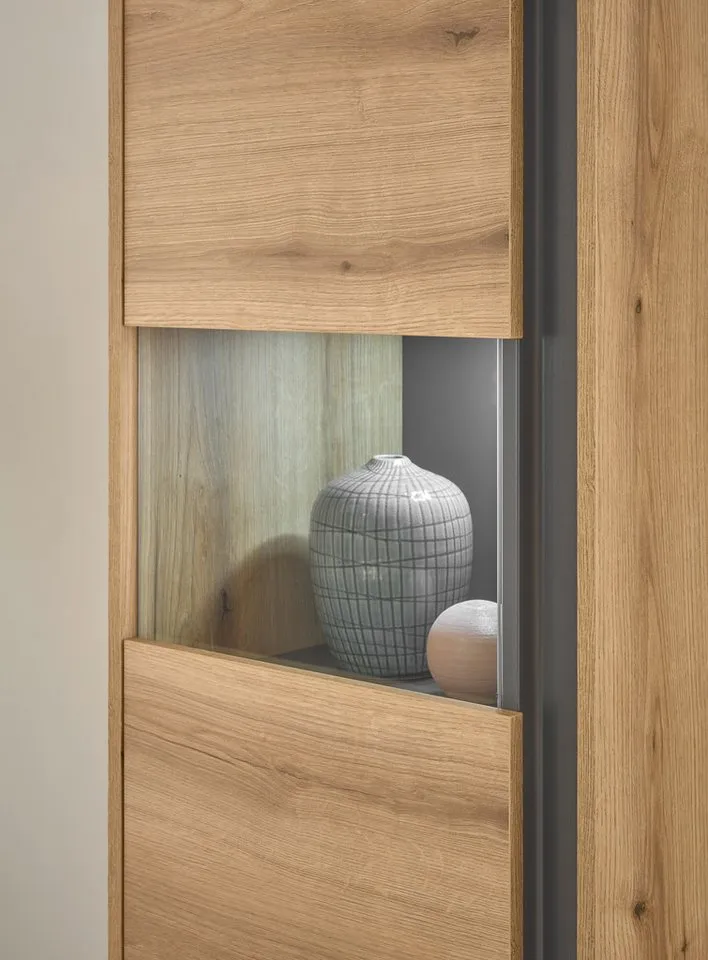 Home affaire Vitrine City/Giron, moderner Hochschrank, Glasvitrine zeitlos, modern, ausreichend Stauraum, vielseitig einsetzbar, Braun, – Produktbild 1 von 5