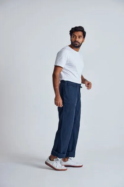 Flax and Loom Flax and Loom Leinen Chino Relaxed Fit Modell: Bird, Navy (blau), – Produktbild 3 von 6