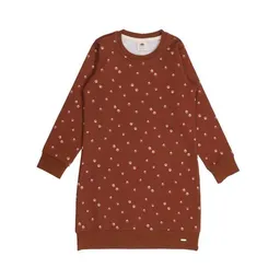 Walkiddy Walkiddy Kinder Kleid GOTS zertifiziert – Bio-Baumwolle, Braun mit Pfotenmuster, Langarm, weich & bequem, alltagstauglich – Produktbild 1 von 1