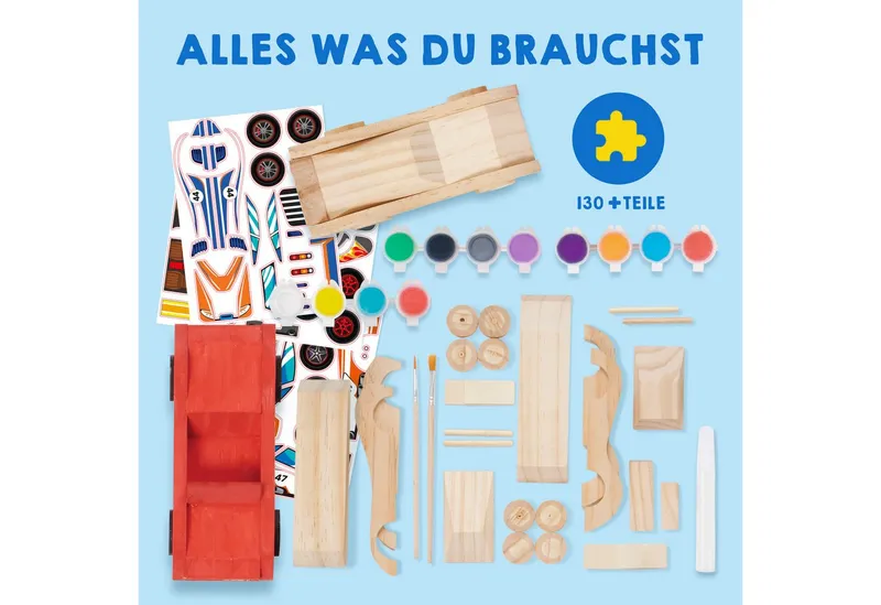 Klever Kits Bastelscheren Klever Kits 4 Stück Holz Auto Bastelset Kinder, (1-tlg) – Produktbild 2 von 5