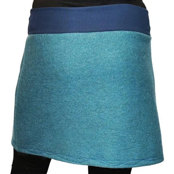 liebewicht Rock Wollrock kurz Wollwalk bio Unikat mit Stickerei liebewicht, Blau, – Produktbild 3 von 4